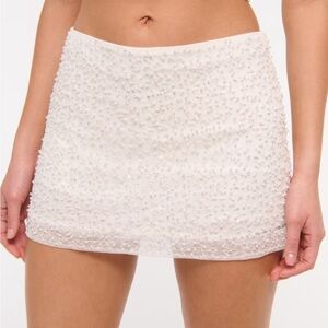 Abercrombie & Fitch White Sequin Bubble Mini Skirt
